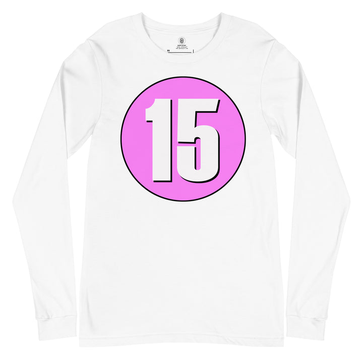 Unisex Long Sleeve Tee: White on Pink 15