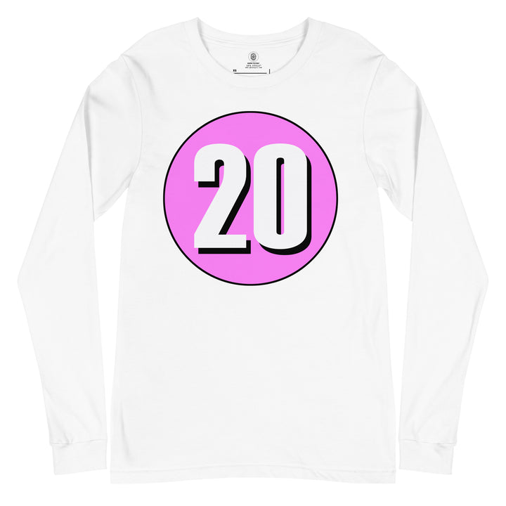 Unisex Long Sleeve Tee: White on Pink 20