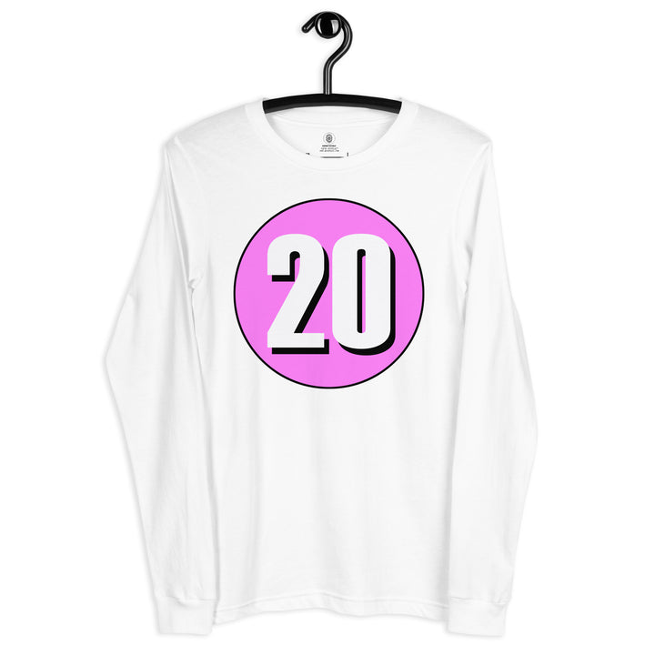 Unisex Long Sleeve Tee: White on Pink 20