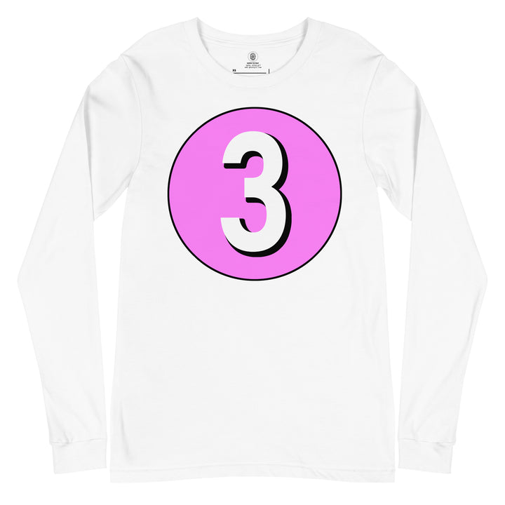 Unisex Long Sleeve Tee: White on Pink 3