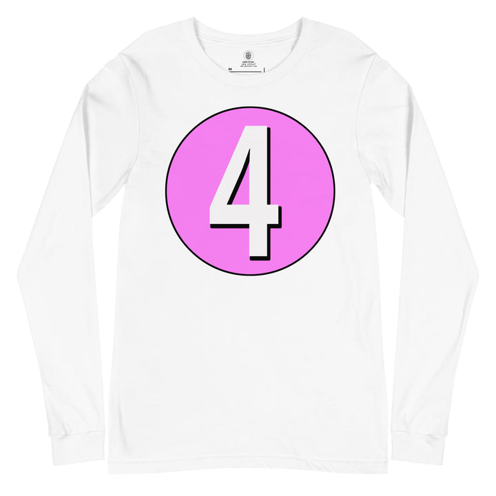 Unisex Long Sleeve Tee: White on Pink 4