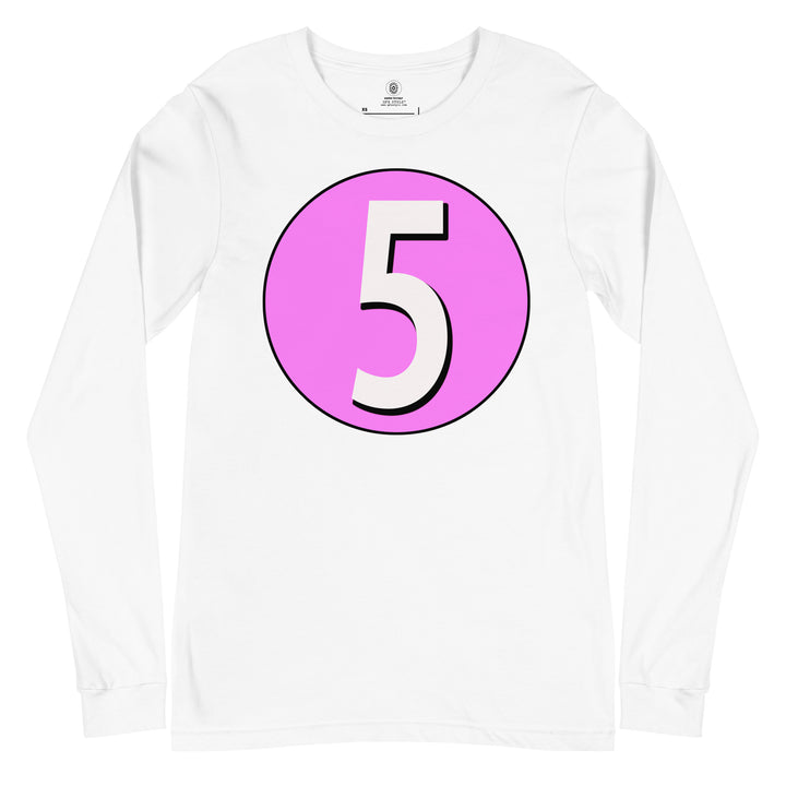 Unisex Long Sleeve Tee: White on Pink 5