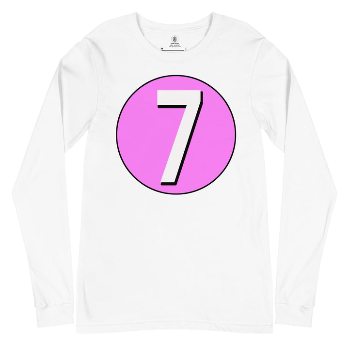 Unisex Long Sleeve Tee: White on Pink 7