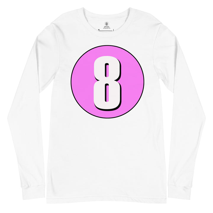 Unisex Long Sleeve Tee: White on Pink 8