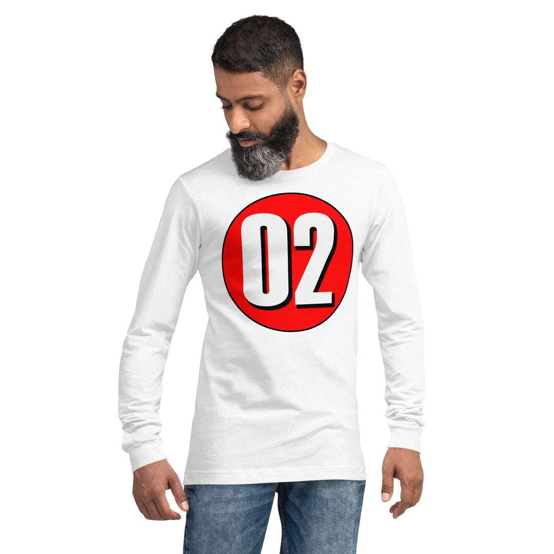 Unisex Long Sleeve Tee: White on Red 02