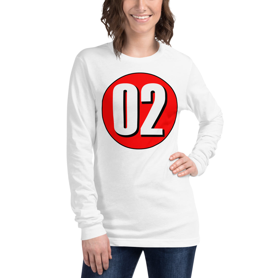 Unisex Long Sleeve Tee: White on Red 02