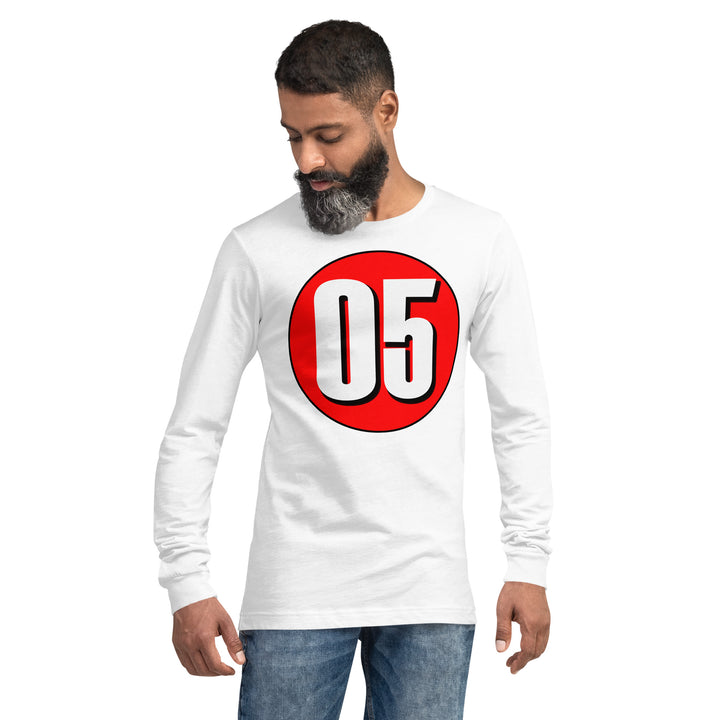 Unisex Long Sleeve Tee: White on Red 05