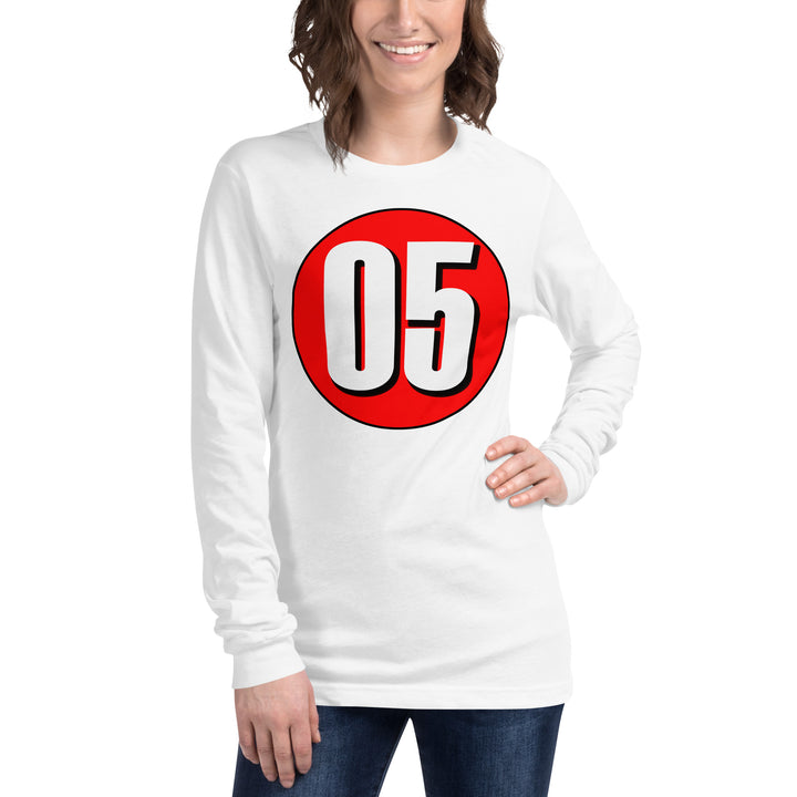 Unisex Long Sleeve Tee: White on Red 05