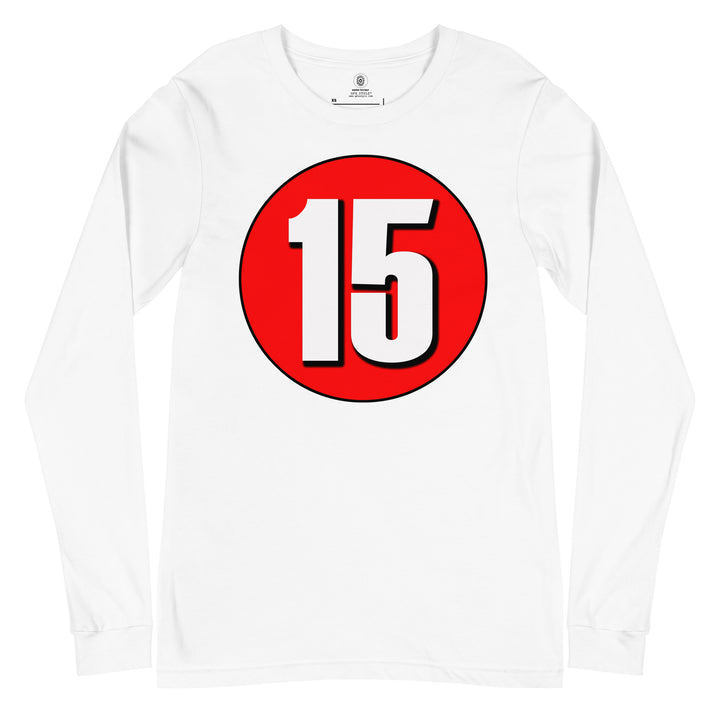 Unisex Long Sleeve Tee: White on Red 15