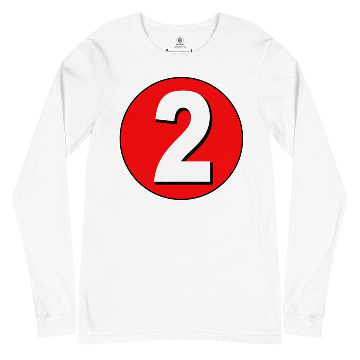 Unisex Long Sleeve Tee: White on Red 2