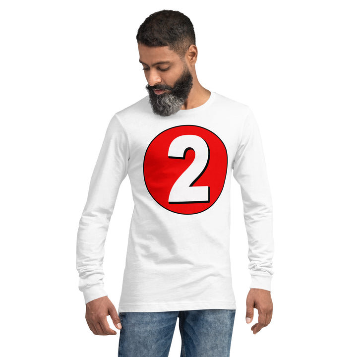 Unisex Long Sleeve Tee: White on Red 2