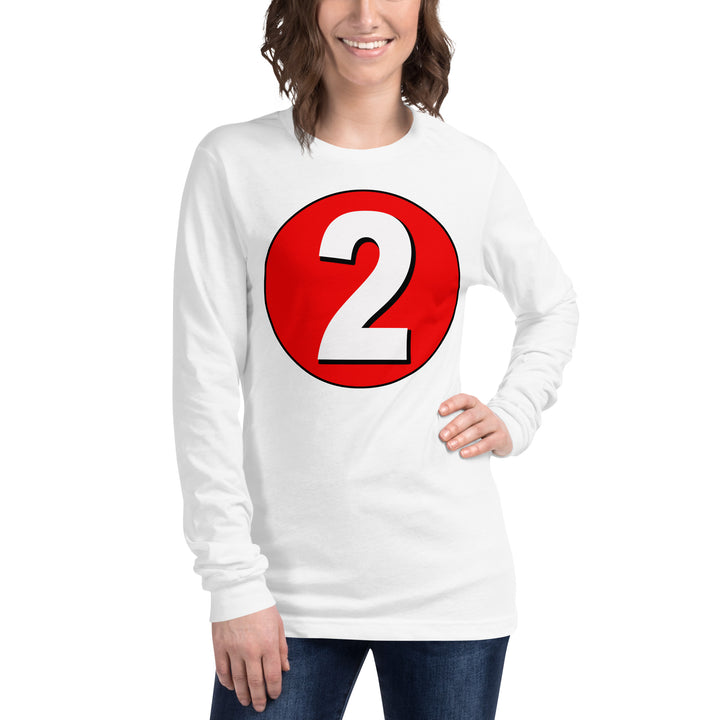 Unisex Long Sleeve Tee: White on Red 2