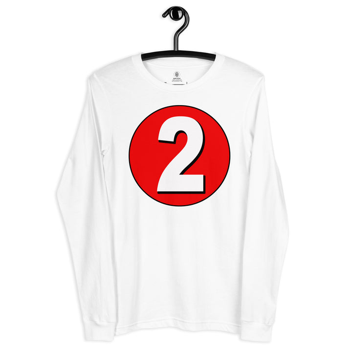 Unisex Long Sleeve Tee: White on Red 2