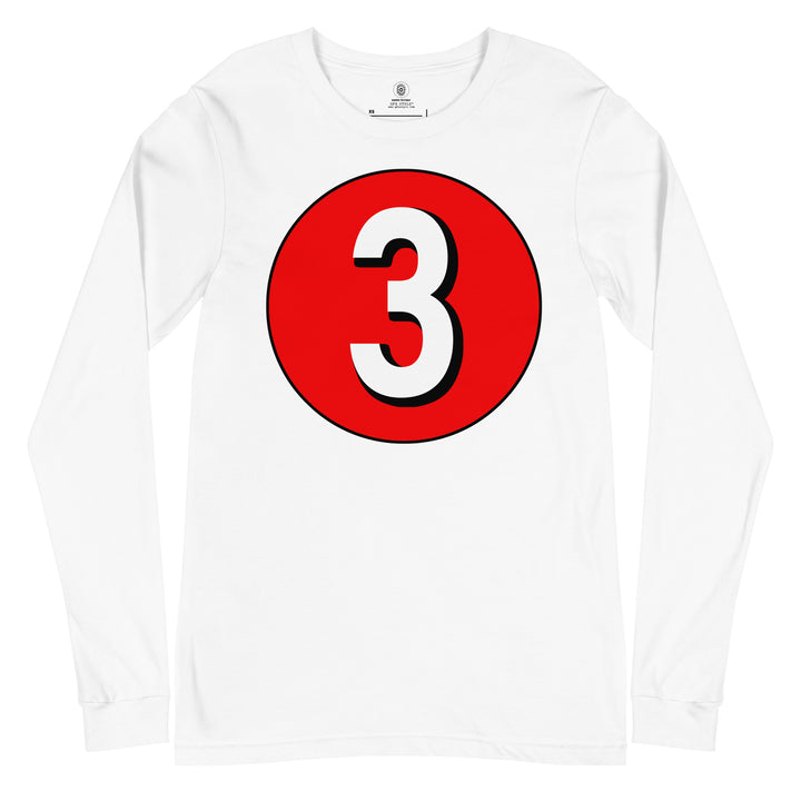 Unisex Long Sleeve Tee: White on Red 3