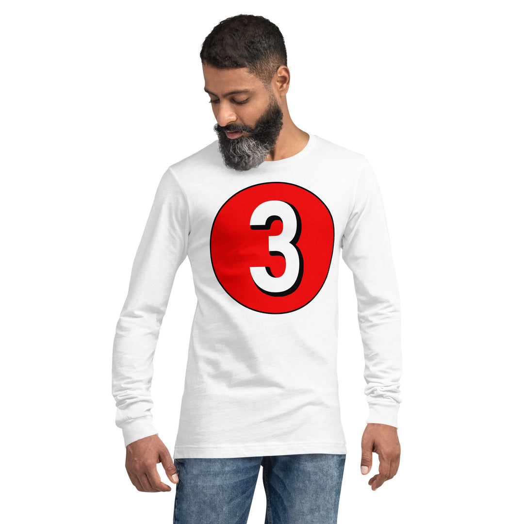 Unisex Long Sleeve Tee: White on Red 3