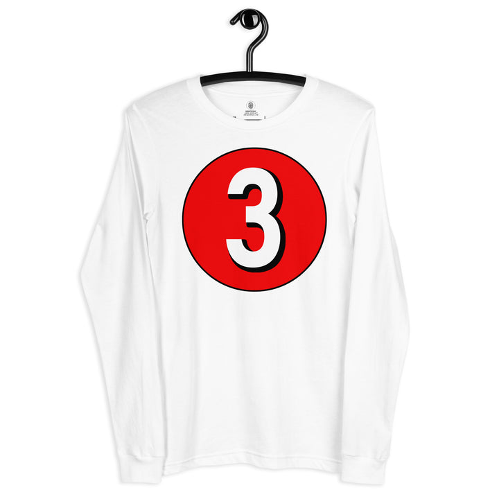 Unisex Long Sleeve Tee: White on Red 3