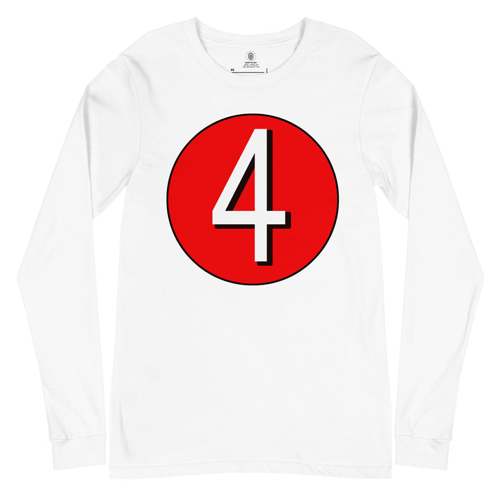 Unisex Long Sleeve Tee: White on Red 4