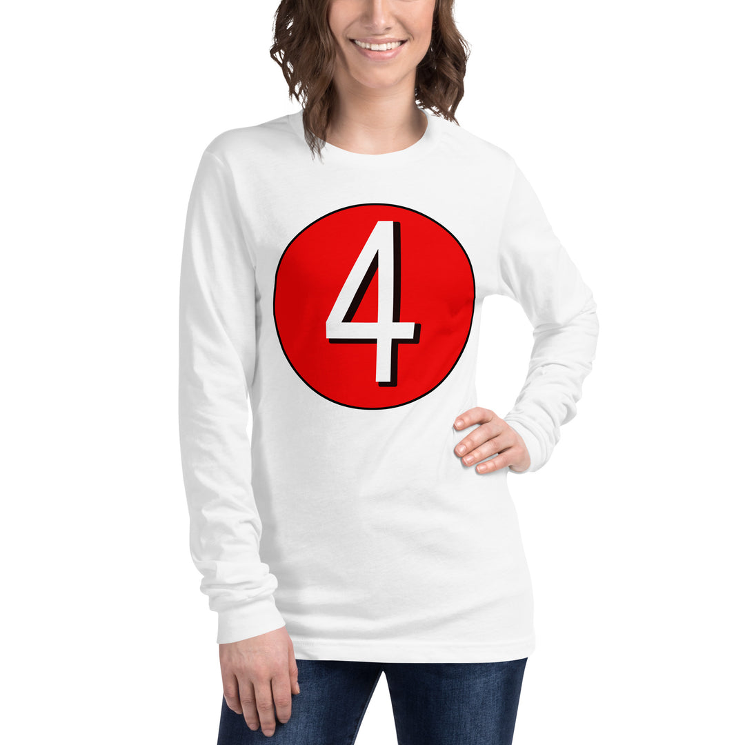 Unisex Long Sleeve Tee: White on Red 4