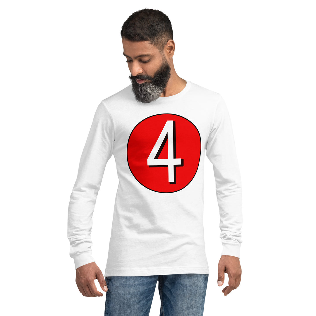 Unisex Long Sleeve Tee: White on Red 4