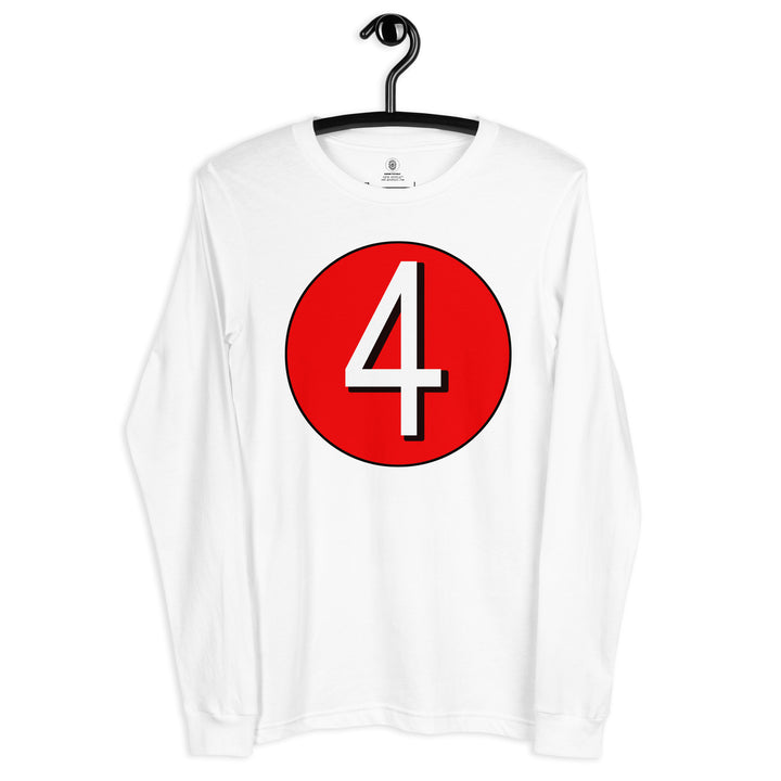 Unisex Long Sleeve Tee: White on Red 4