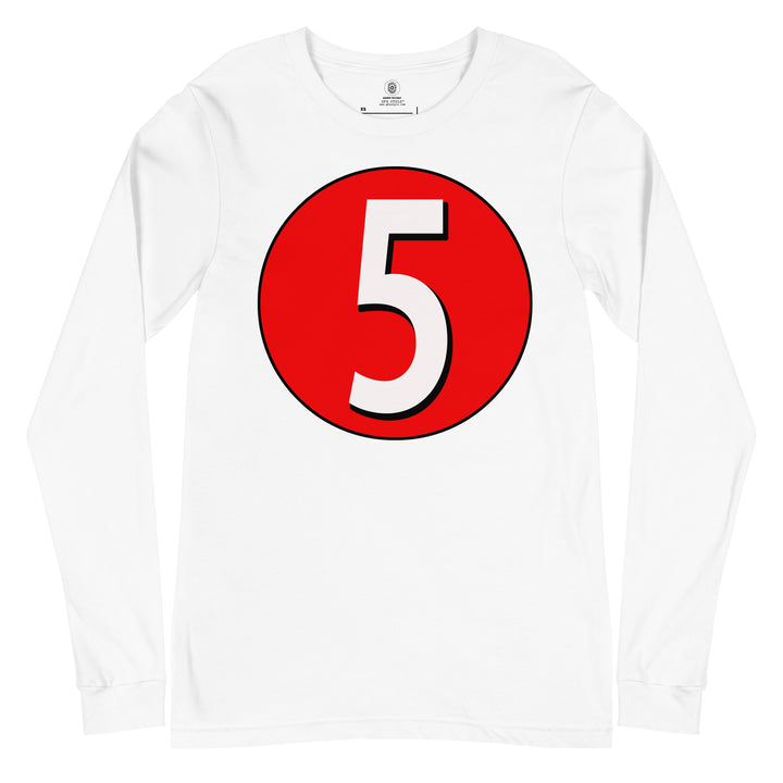 Unisex Long Sleeve Tee: White on Red 5