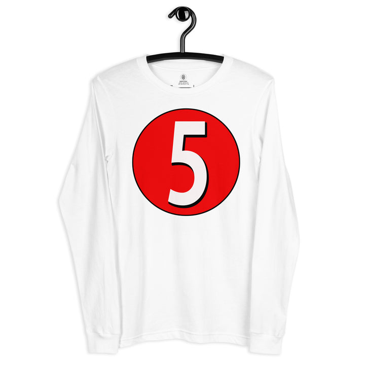 Unisex Long Sleeve Tee: White on Red 5