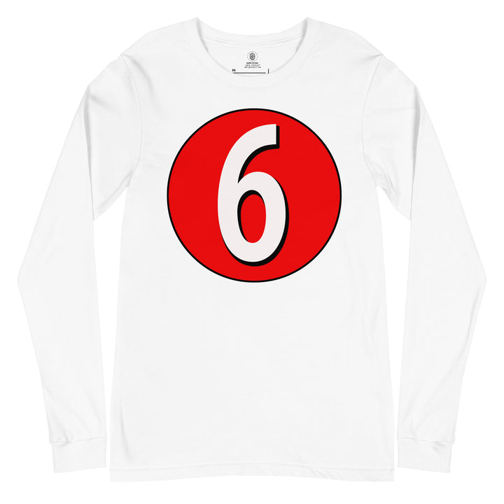 Unisex Long Sleeve Tee: White on Red 6