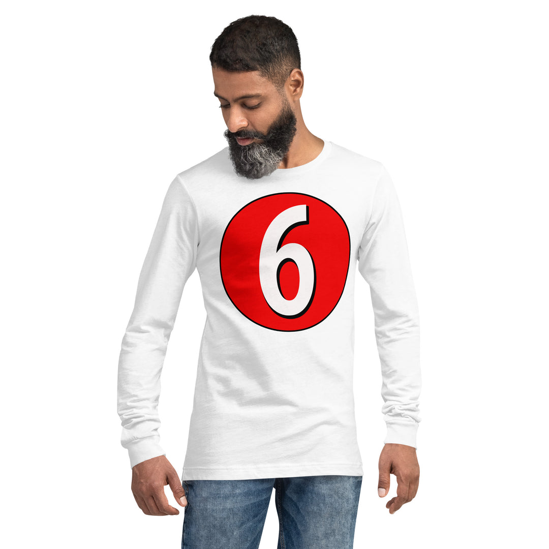 Unisex Long Sleeve Tee: White on Red 6