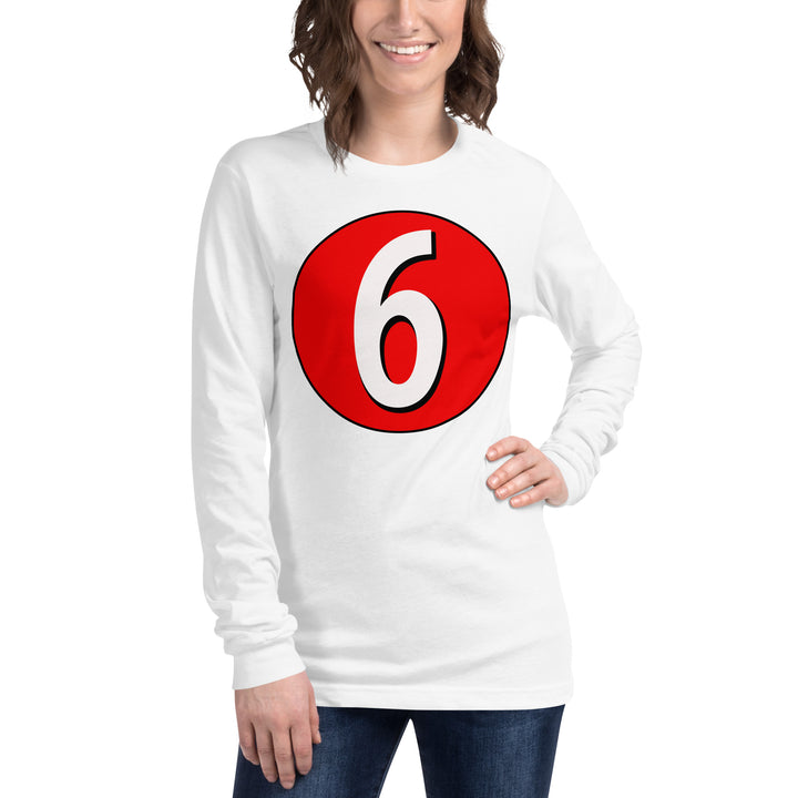 Unisex Long Sleeve Tee: White on Red 6