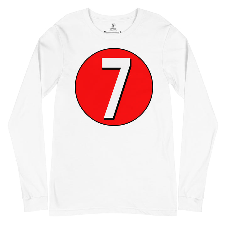 Unisex Long Sleeve Tee: White on Red 7