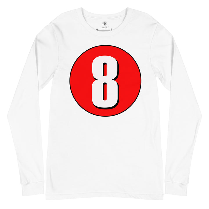 Unisex Long Sleeve Tee: White on Red 8