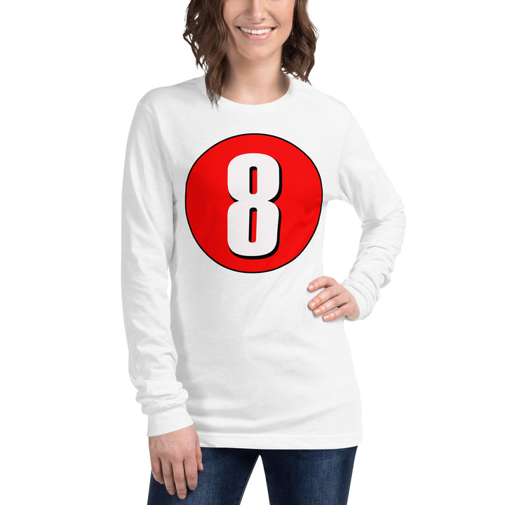 Unisex Long Sleeve Tee: White on Red 8