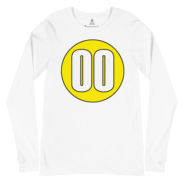 Unisex Long Sleeve Tee: White on Yellow 00