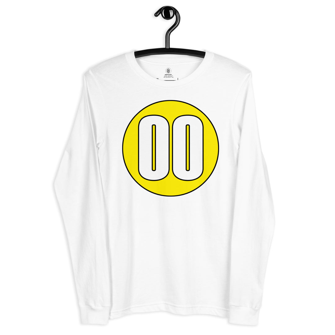 Unisex Long Sleeve Tee: White on Yellow 00