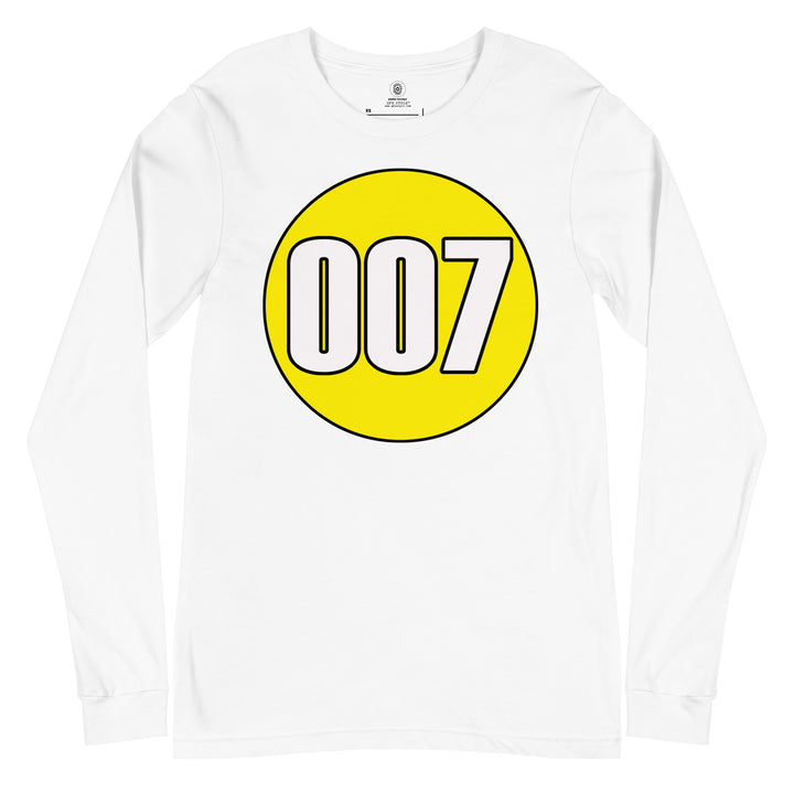 Unisex Long Sleeve Tee: White on Yellow 007