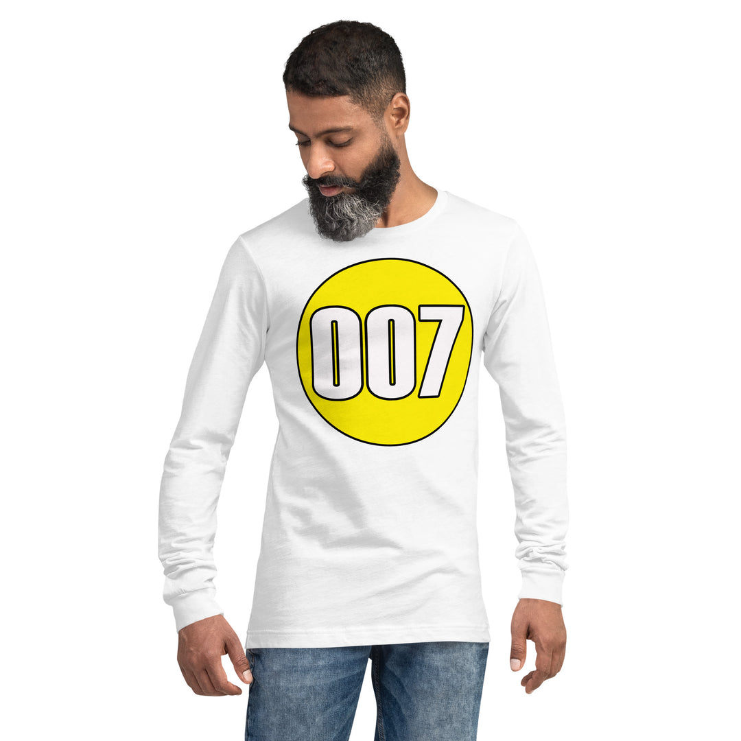 Unisex Long Sleeve Tee: White on Yellow 007