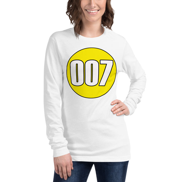 Unisex Long Sleeve Tee: White on Yellow 007