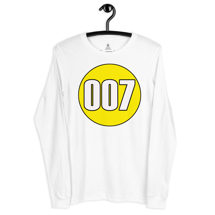 Unisex Long Sleeve Tee: White on Yellow 007