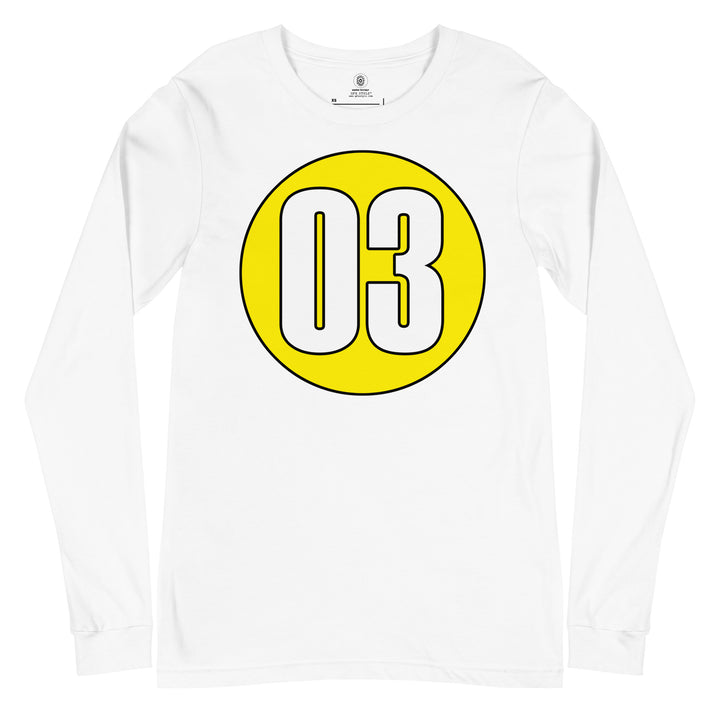 Unisex Long Sleeve Tee: White on Yellow 03