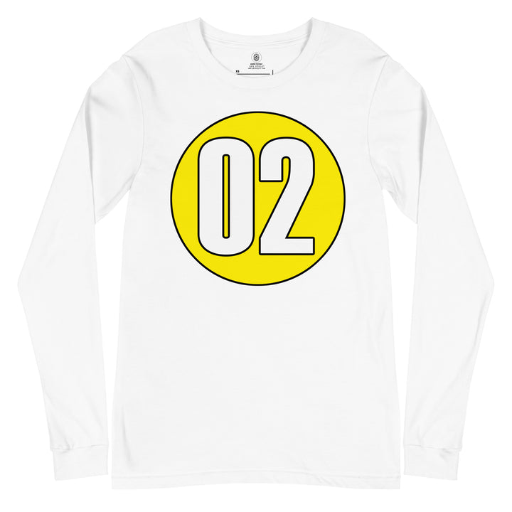 Unisex Long Sleeve Tee: White on Yellow 02