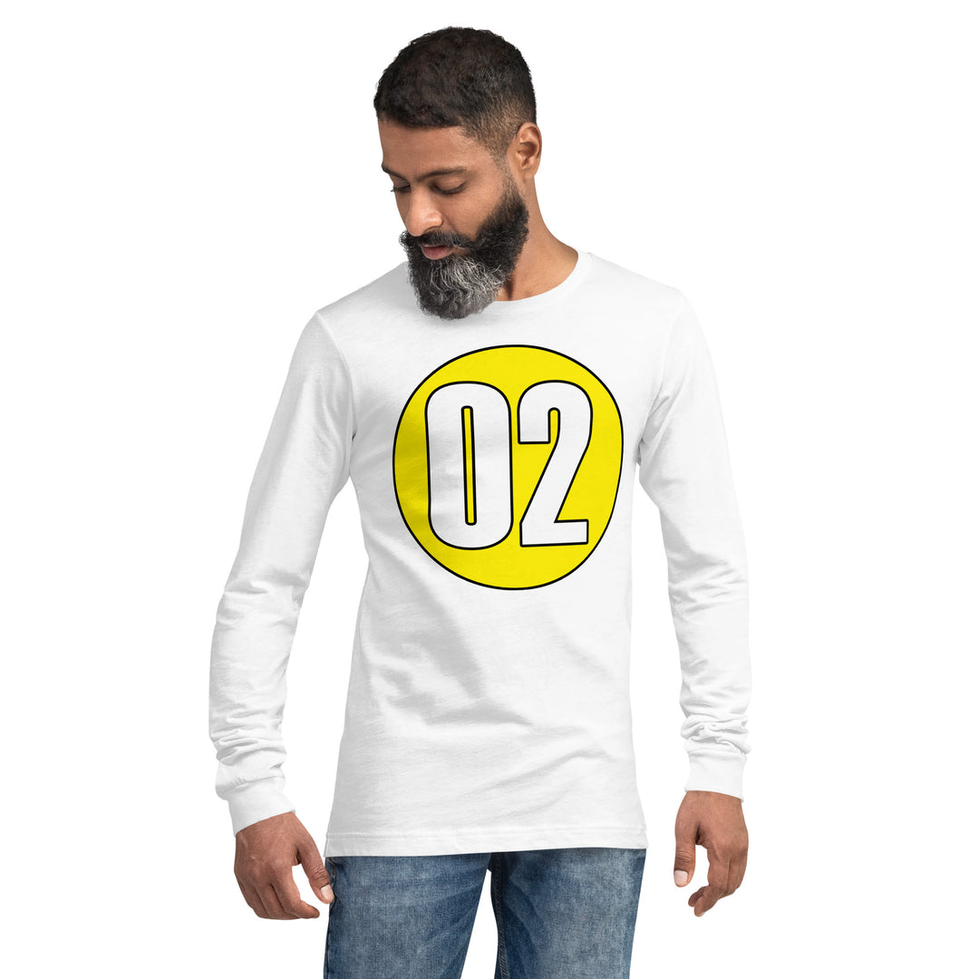 Unisex Long Sleeve Tee: White on Yellow 02