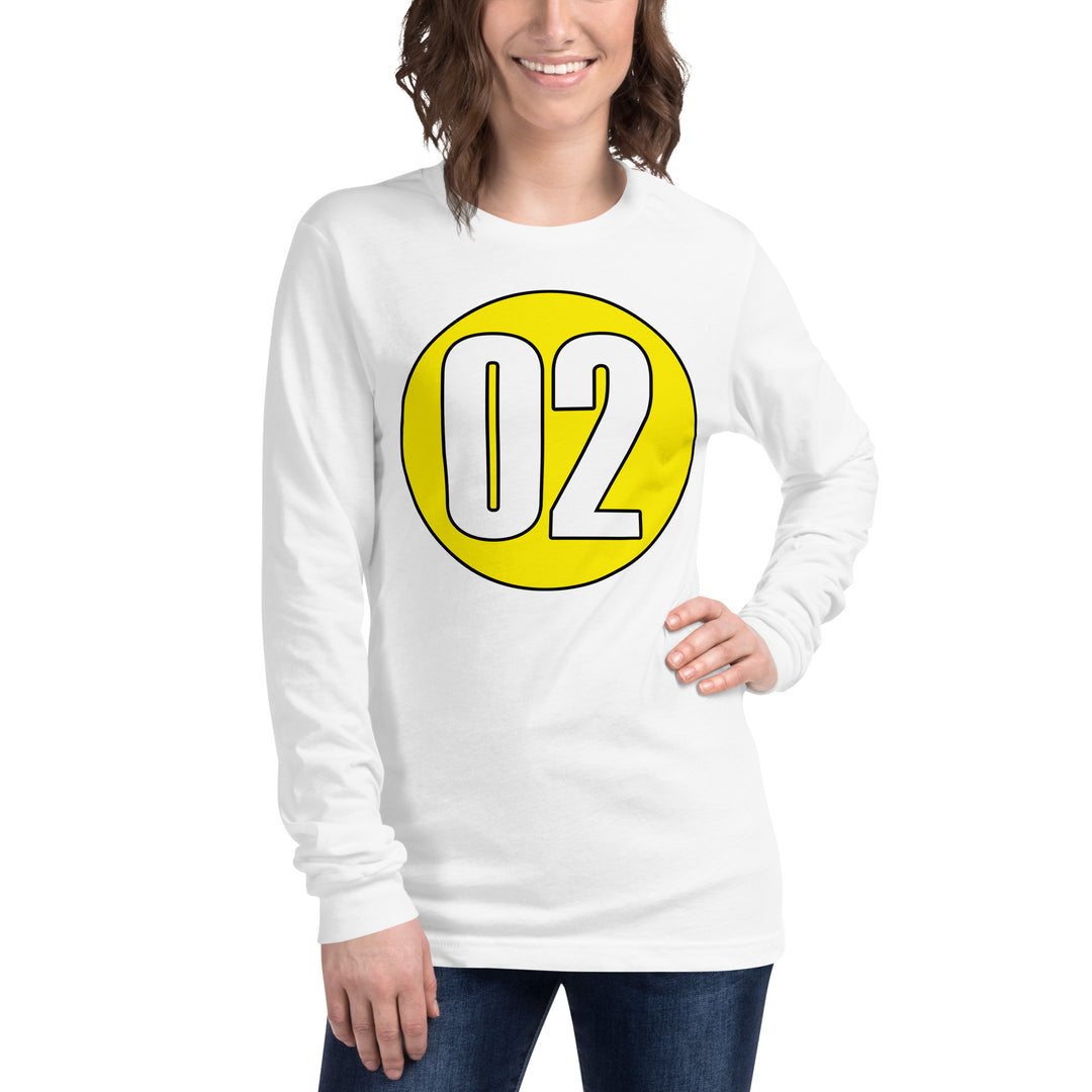 Unisex Long Sleeve Tee: White on Yellow 02