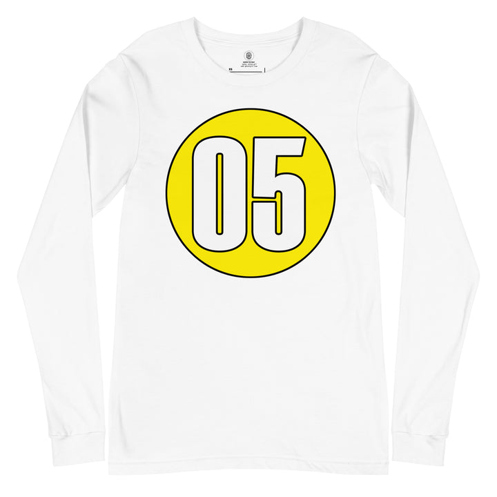 Unisex Long Sleeve Tee: White on Yellow 05