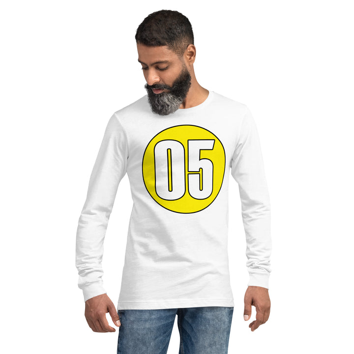 Unisex Long Sleeve Tee: White on Yellow 05