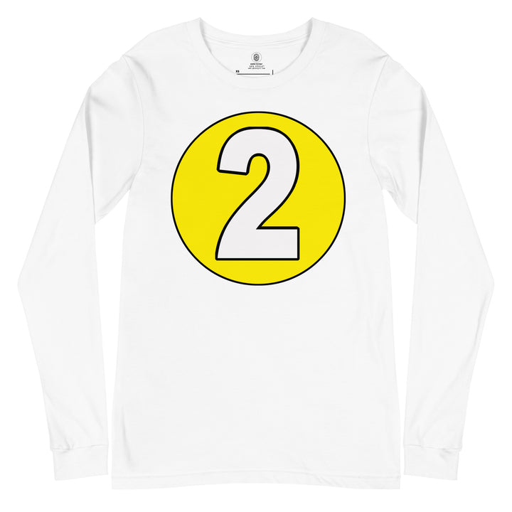 Unisex Long Sleeve Tee: White on Yellow 2