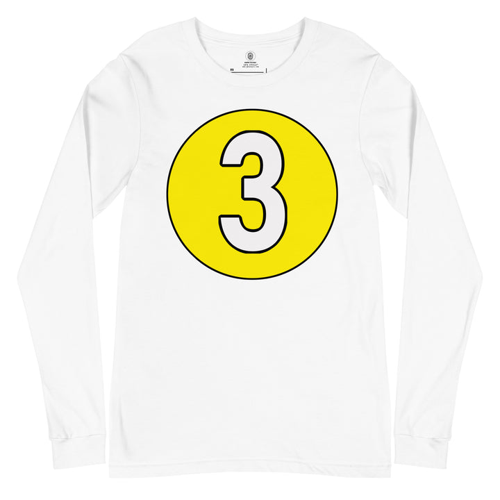 Unisex Long Sleeve Tee: White on Yellow 3