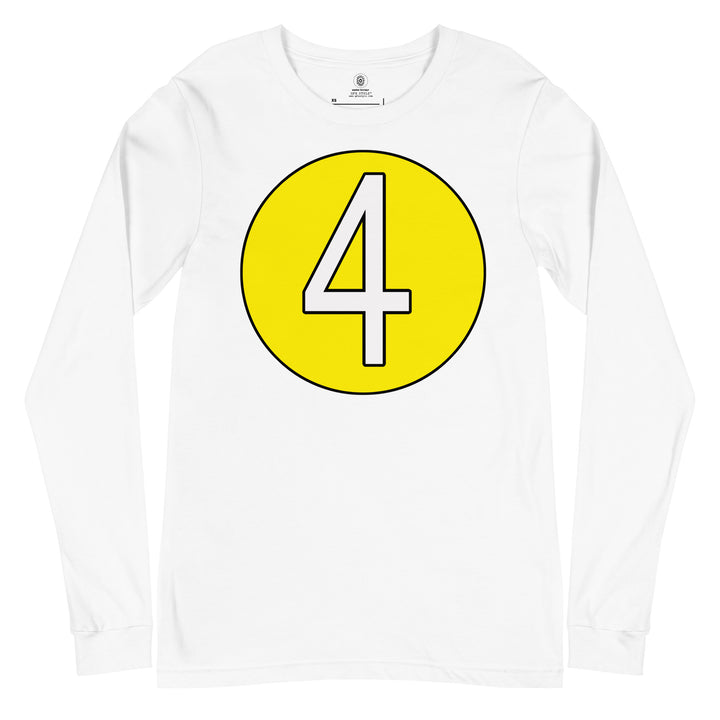 Unisex Long Sleeve Tee: White on Yellow 4