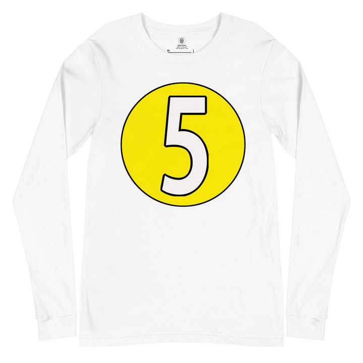 Unisex Long Sleeve Tee: White on Yellow 5