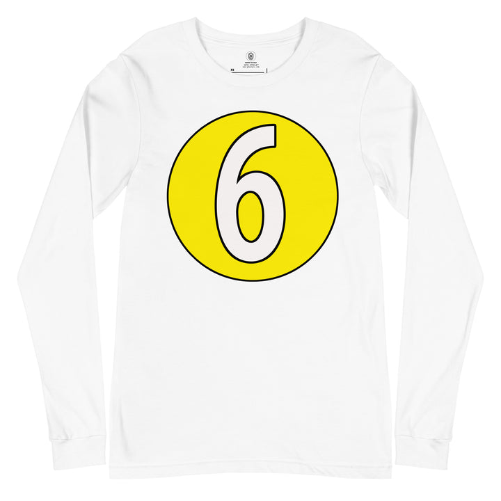 Unisex Long Sleeve Tee: White on Yellow 6