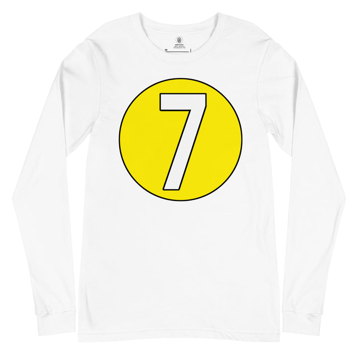 Unisex Long Sleeve Tee: White on Yellow 7